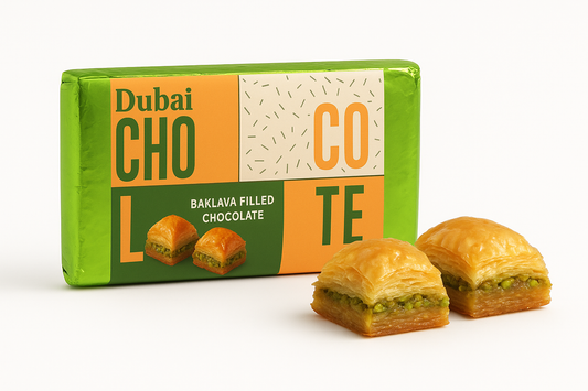 Baklava Filled Chocolate from Dubai.Pistachio Stuffed Luxury Candy .Gourmet Middle Eastern Chocolate Gift Box