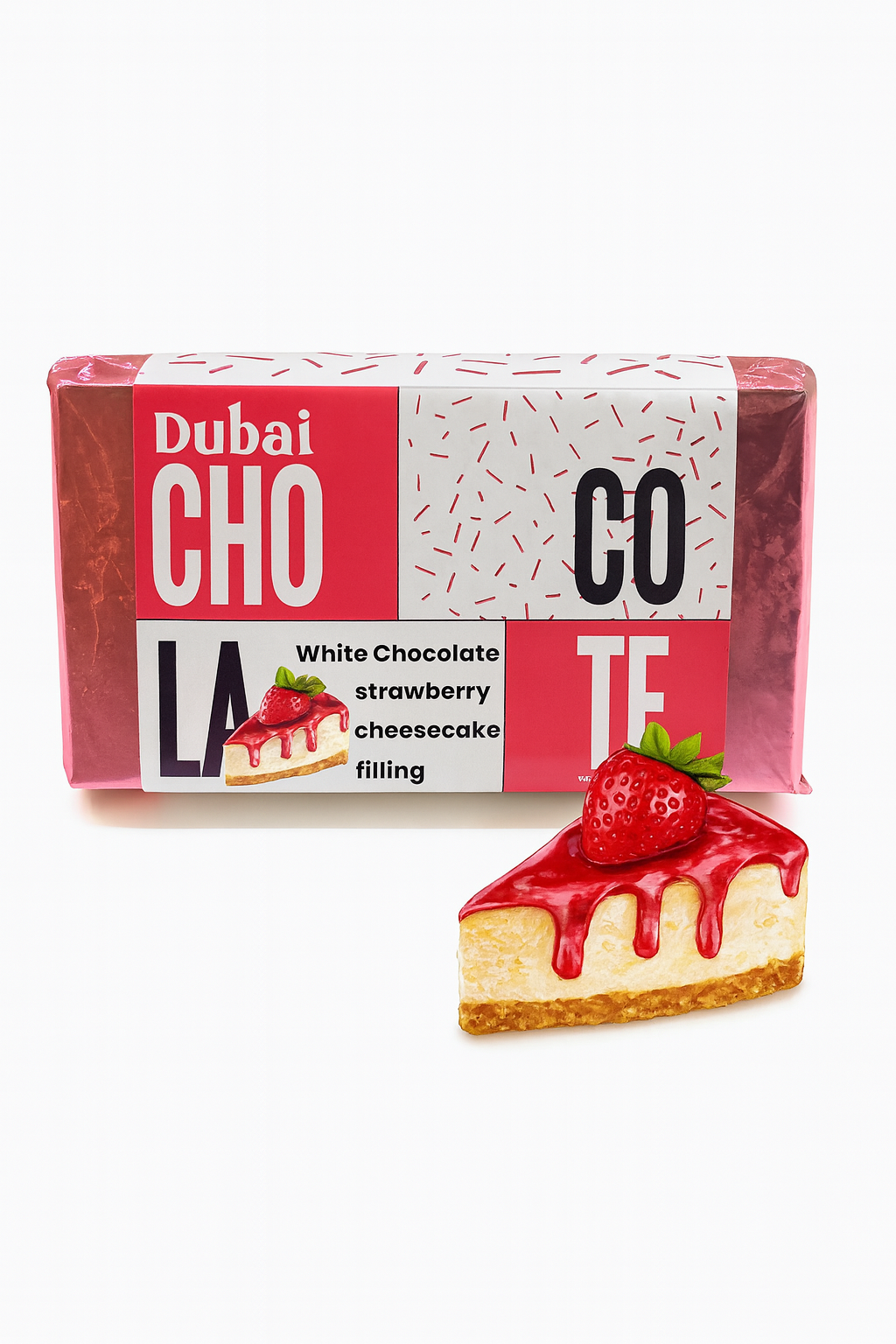 Luxury Strawberry Cheesecake White or Milk Dubai Chocolate (7 oz)🍓🍰