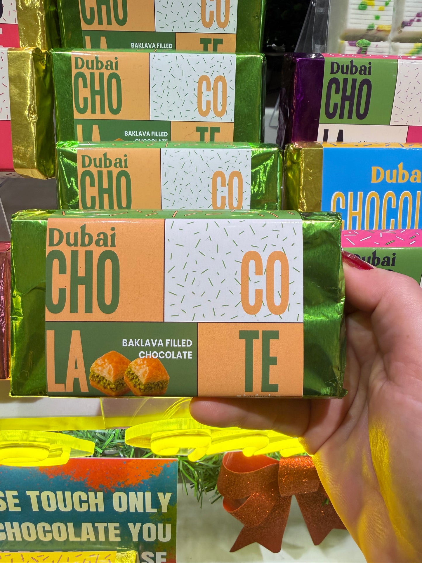 Baklava Filled Chocolate from Dubai.Pistachio Stuffed Luxury Candy .Gourmet Middle Eastern Chocolate Gift Box