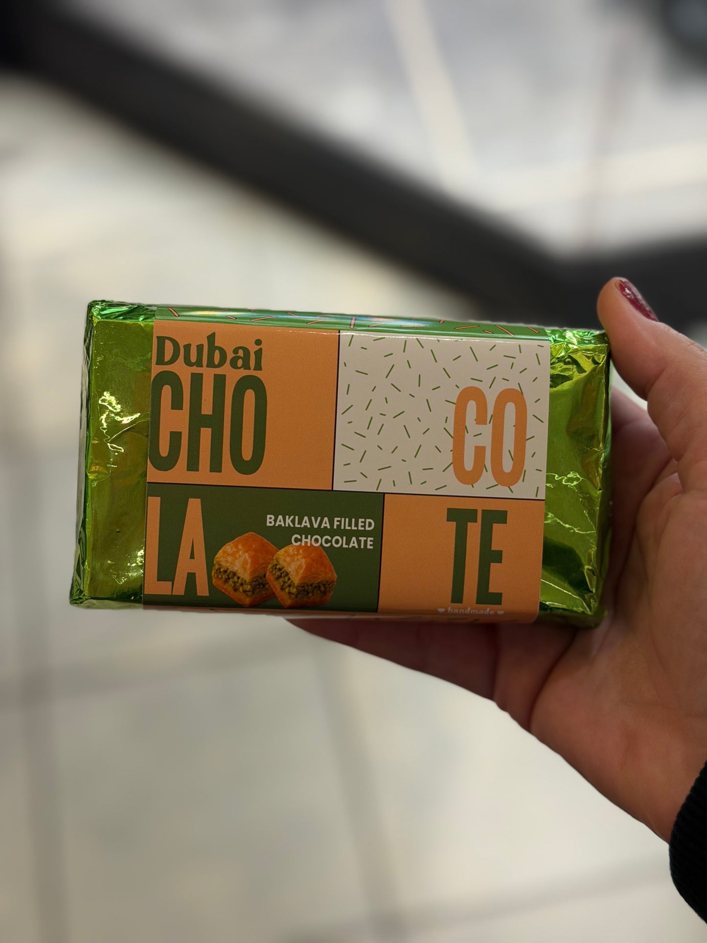 Baklava Filled Chocolate from Dubai.Pistachio Stuffed Luxury Candy .Gourmet Middle Eastern Chocolate Gift Box