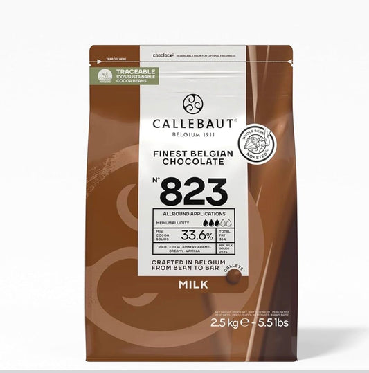 Callebaut Belgian Milk Chocolate Baking Callets (Chips) - 33.6% - 1 bag, 5.5 lbs