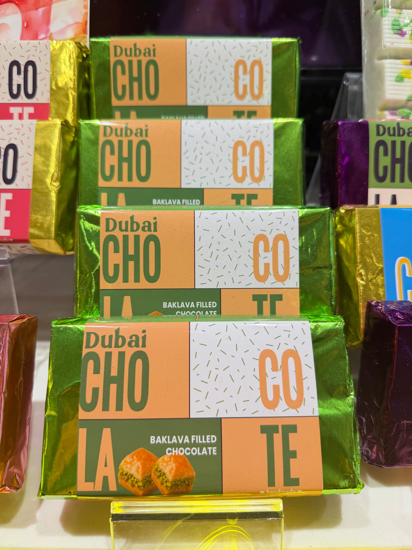 Baklava Filled Chocolate from Dubai.Pistachio Stuffed Luxury Candy .Gourmet Middle Eastern Chocolate Gift Box